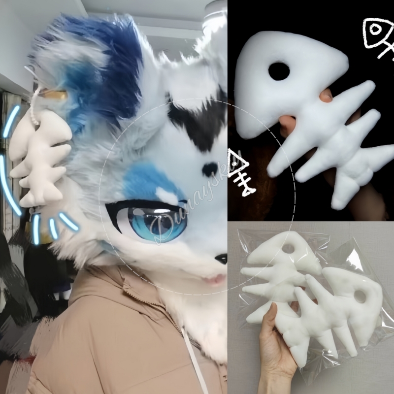 Fishbones Cosplay Prop - Porte-clés en peluche en forme d'arête