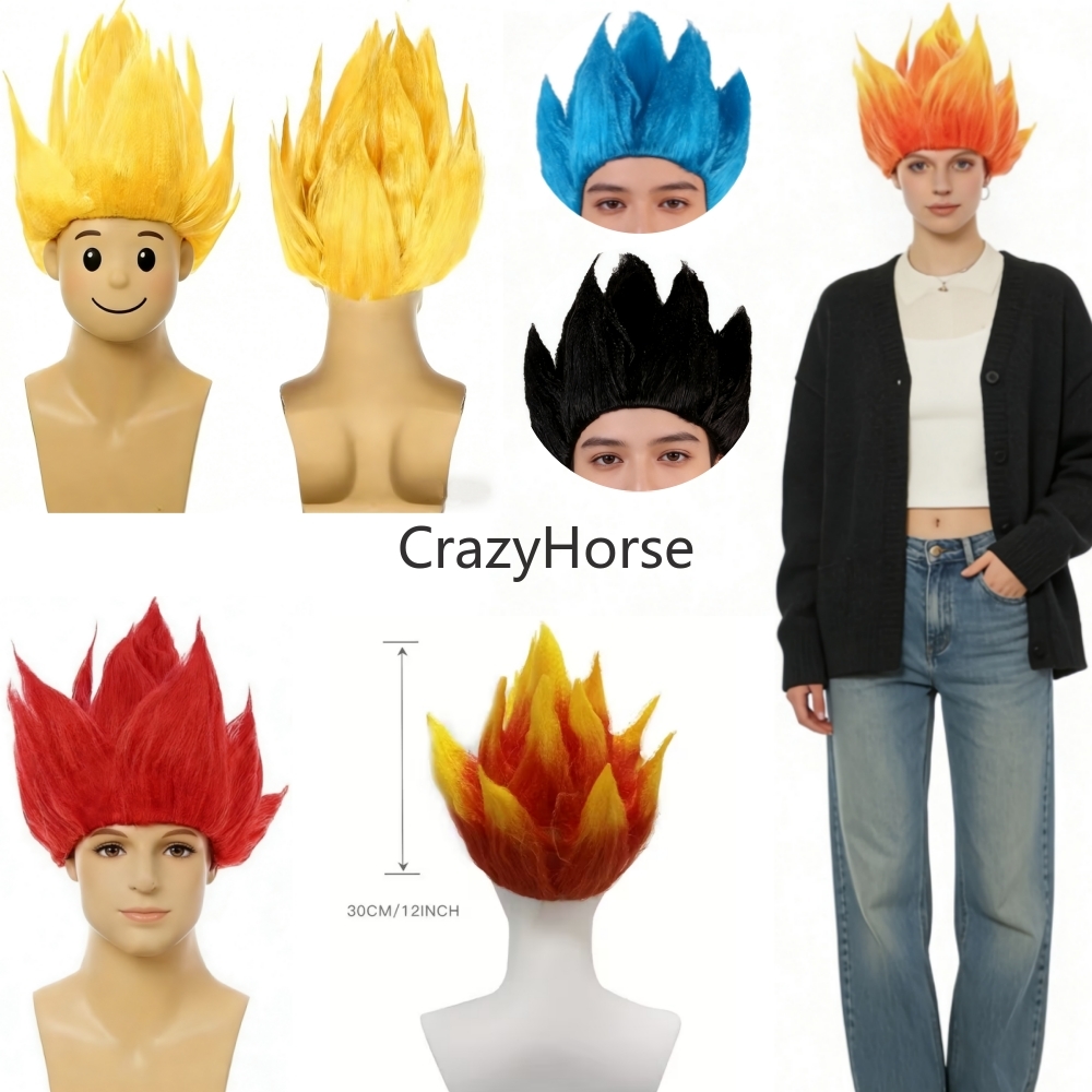 Cosplay Flame Prop - Perruques Saiyan Z pour Hommes Adultes,
